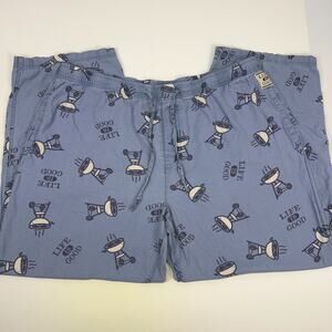 Life is Good Sleep Lounge Pants Charcoal BBQ Barbeque Grill Blue Mens L Large